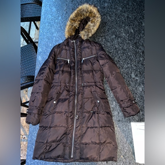 Michael Kors Jackets & Blazers - Michael Kors Brown Puffer Faux Fur Hooded Coat